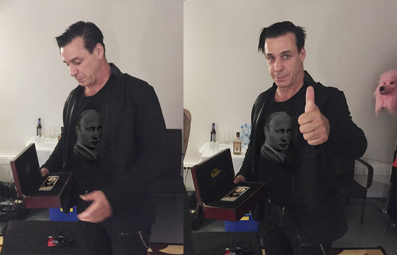 Солисту Rammstein подарили телефон с портретом В.Путина