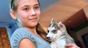 Школьница из Хакасии получила от Путина новогодний подарок - щенка хаски