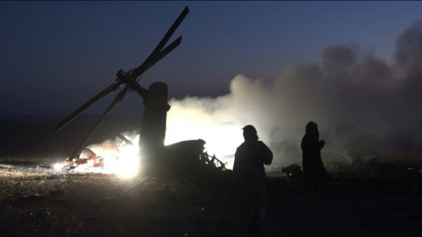 В сети опубликовано видео обстрела российского вертолета в Сирии