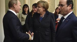 Путин обсудил с Меркель и Олландом "грубую провокацию украинской стороны"
