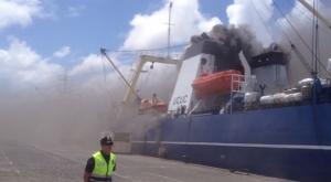 В испанском порту загорелся траулер «Олег Найдёнов» (видео)